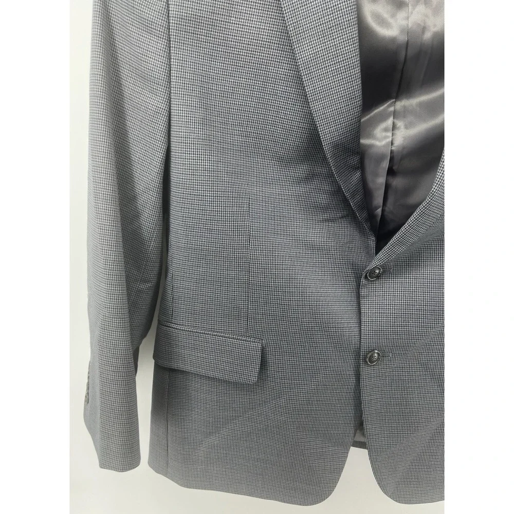Stafford Year Round Sport Coat 44 Short Classic Fit 2 Button Houndstooth Gray